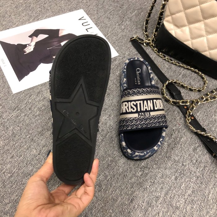 Dior Women Shoes Sandals Slippers Luxury Brand Thick Sole Womens Slippers with Original Box
