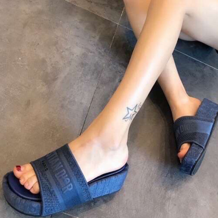 Dior Women Shoes Sandals Slippers Luxury Brand Thick Sole Womens Slippers with Original Box
