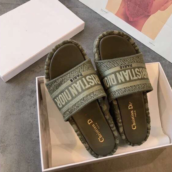Dior Women Shoes Sandals Slippers Luxury Brand Thick Sole Womens Slippers with Original Box