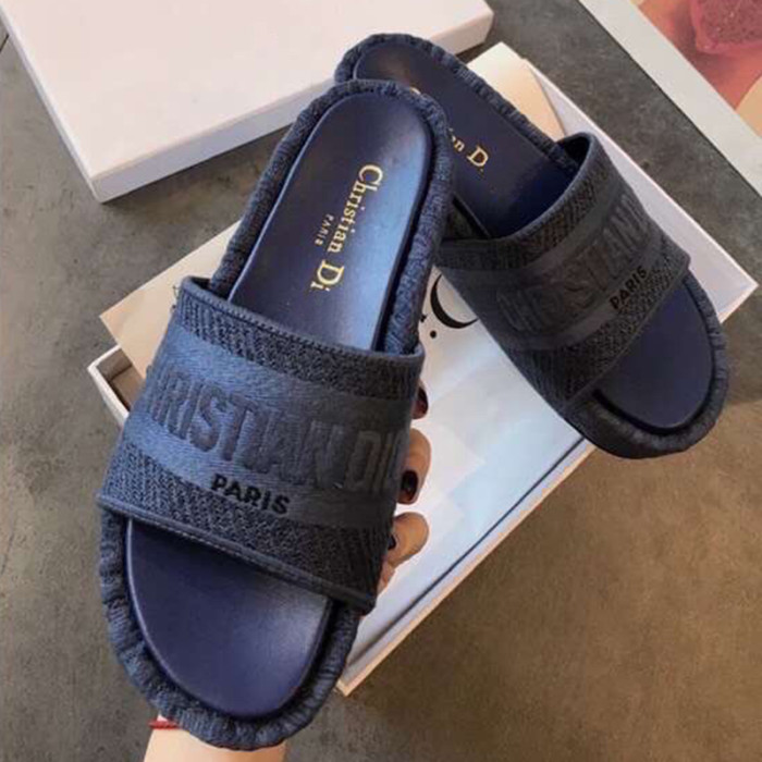 Dior Women Shoes Sandals Slippers Luxury Brand Thick Sole Womens Slippers with Original Box
