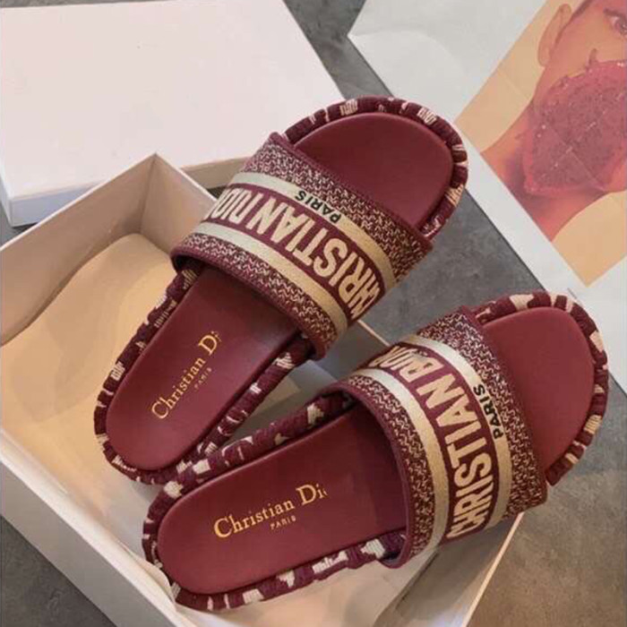 Dior Women Shoes Sandals Slippers Luxury Brand Thick Sole Womens Slippers with Original Box