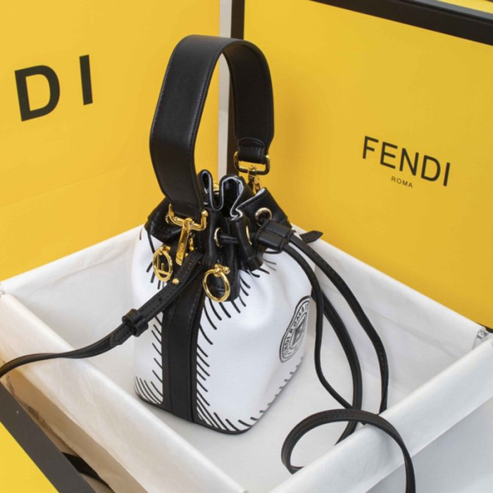 Fendi Womens Bag  MON TRESOR - White Canvas Mini-Bag