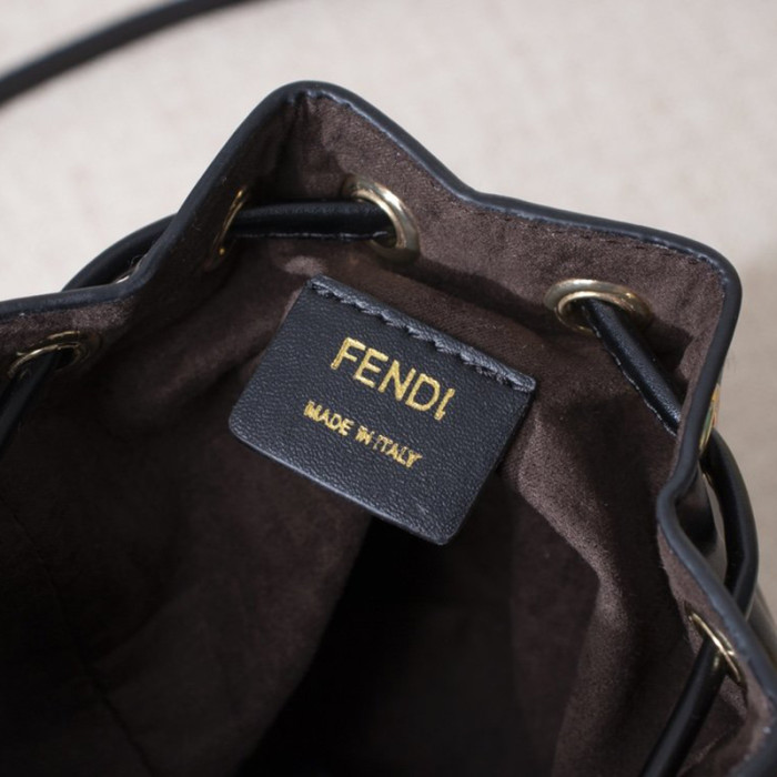 Fendi Womens Bag MON TRESOR Black Leather Mini-Bag
