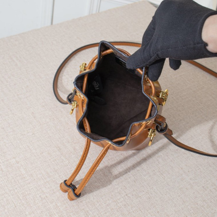 Fendi Womens Bag MON TRESOR Brown Leather Mini-Bag