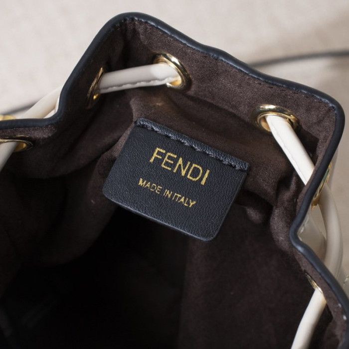 Fendi Womens Bag MON TRESOR White Leather Mini-Bag