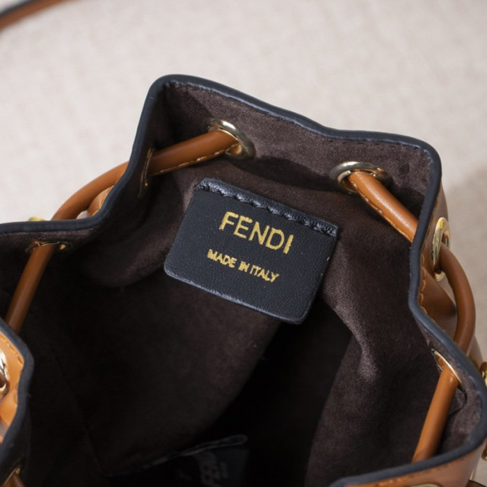 Fendi Womens Bag MON TRESOR Brown Leather Mini-Bag