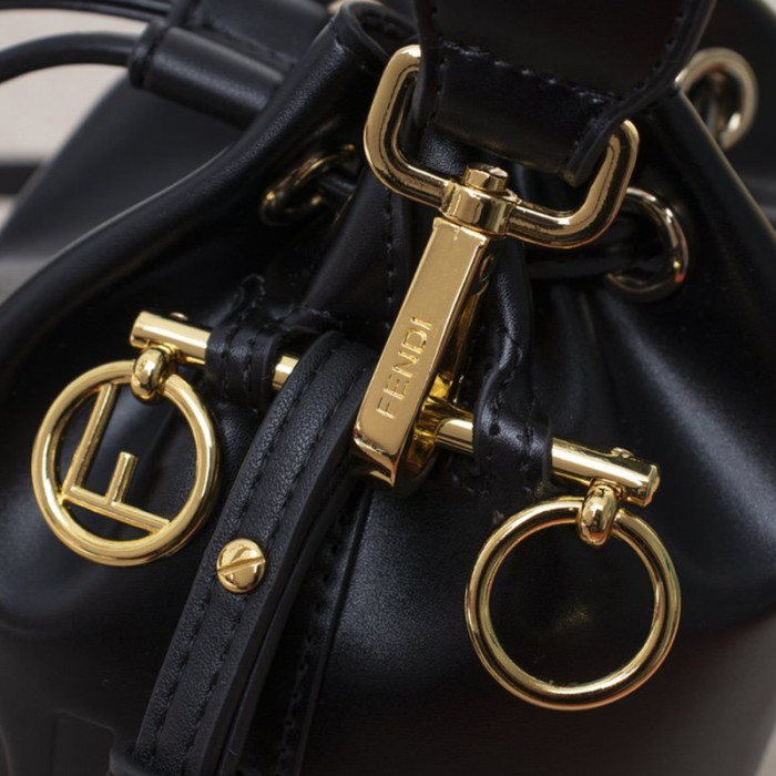 Fendi Womens Bag MON TRESOR Black Leather Mini-Bag