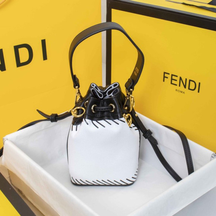 Fendi Womens Bag  MON TRESOR - White Canvas Mini-Bag