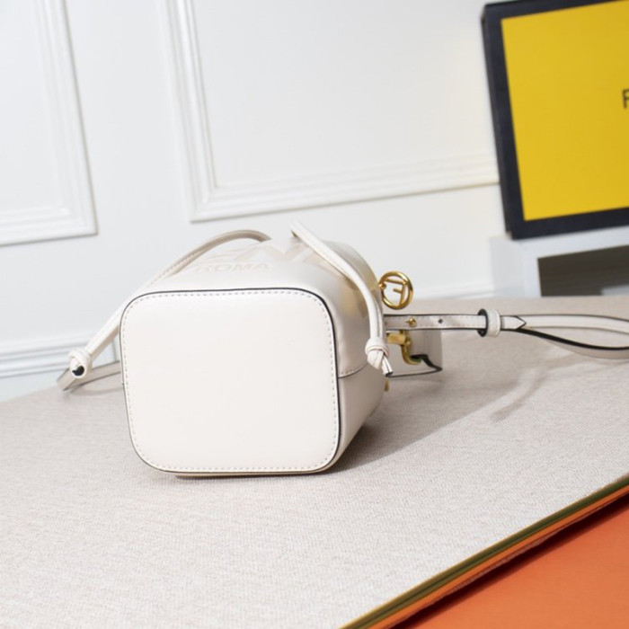Fendi Womens Bag MON TRESOR White Leather Mini-Bag