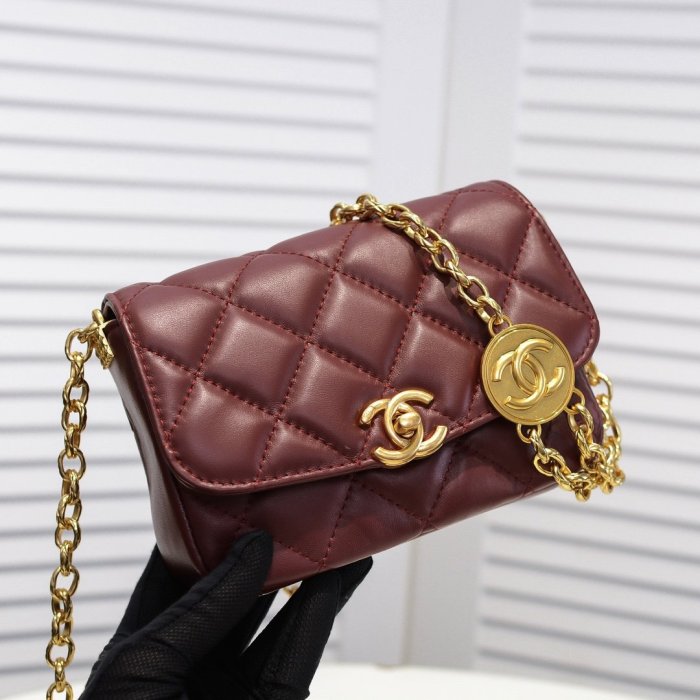 Chanel Womens Bags Small Flap bag Lambskin & Gold-Tone Metal Purple