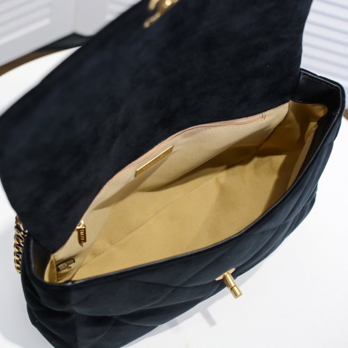 Chanel Womens Bags Crossbody Bag Chanel 19 Flap Bag Velvet, Black & Gold-Tone Metal Black
