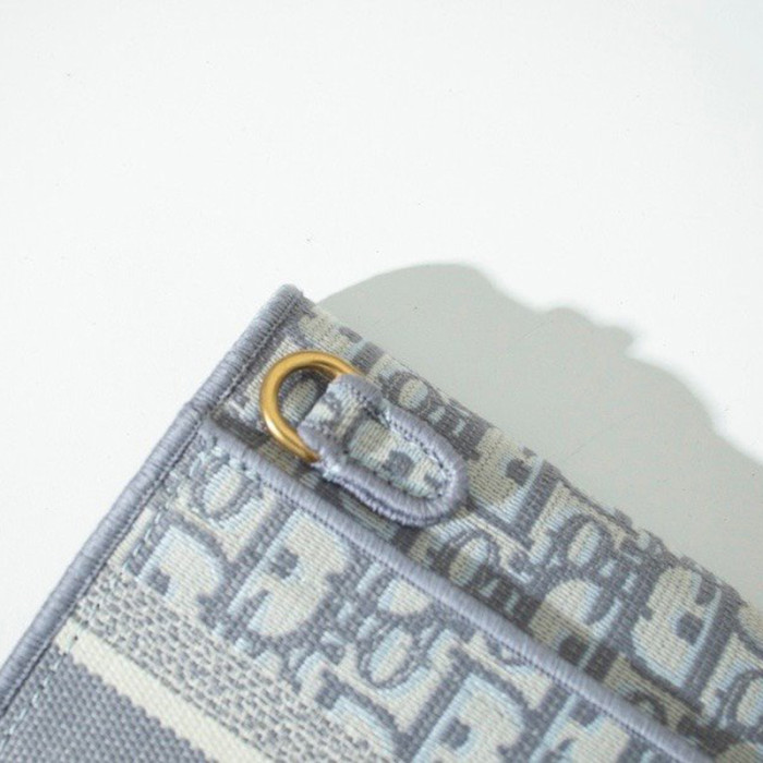 Dior Womens Bags SADDLE SLIM POUCH Gray Dior Oblique Embroidery S5647CRIW_M932 with Original Box