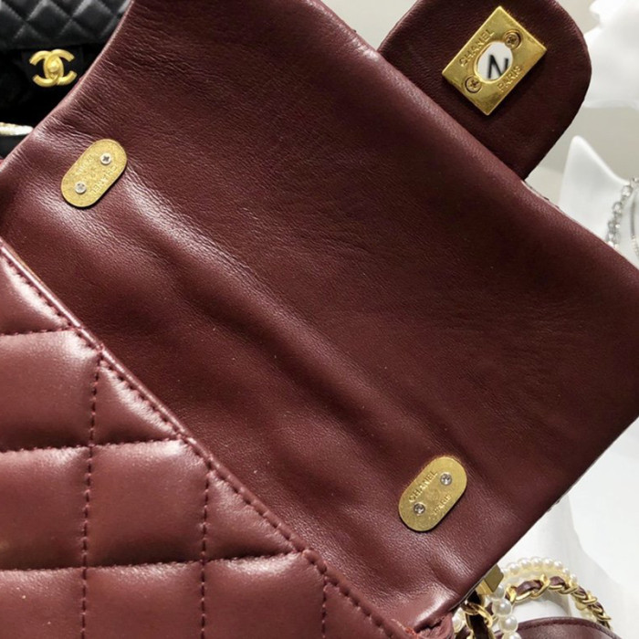 Chanel Womens Bags Flap Bag Calfskin, Crystal Pearls & Gold-Tone Metal Purple