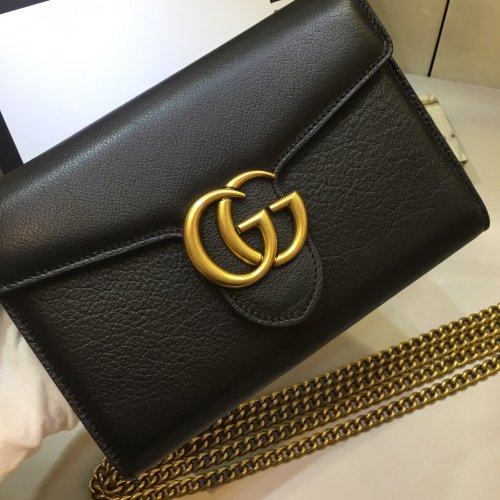 Gucci Womens Bag Leather Shoulder Bag with Double G