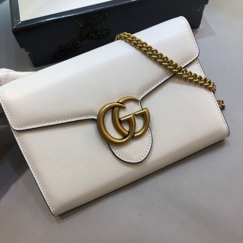 Gucci Womens Bag Leather Shoulder Bag with Double G