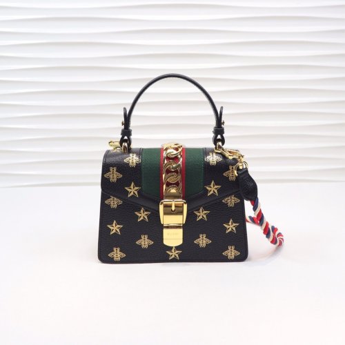 Gucci Womens Bag Sylvie Bee Star Mini Leather Bag ‎470270 DJ2SG 8571