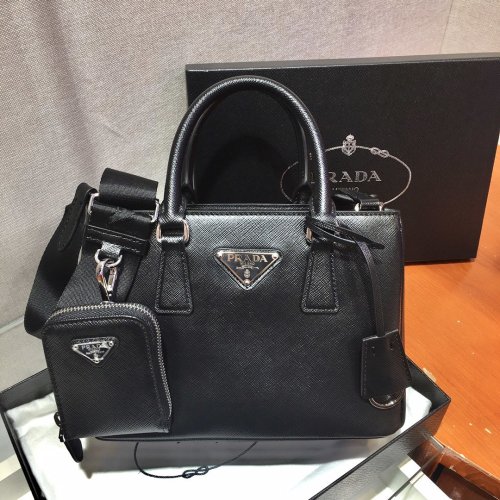 Prada Womens Bag Leather Shoulder Bag Top Handle Totes