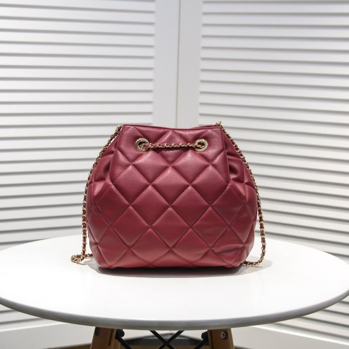 Chanel Womens Bags Drawstring Chain Bucket Bag
