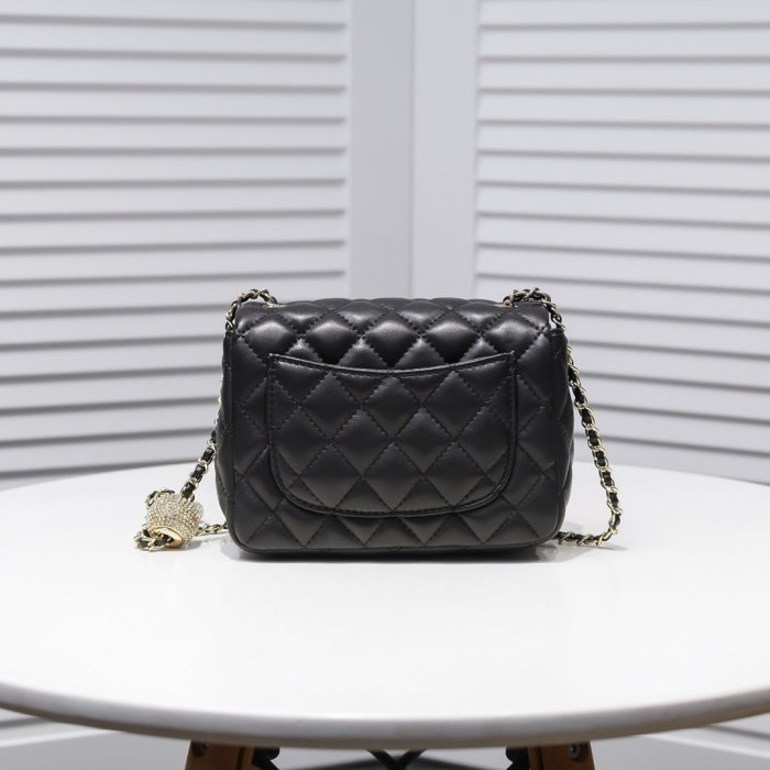 Chanel Womens Bags Crossbody Bag Flap Bag Lambskin & Gold-Tone Metal Black
