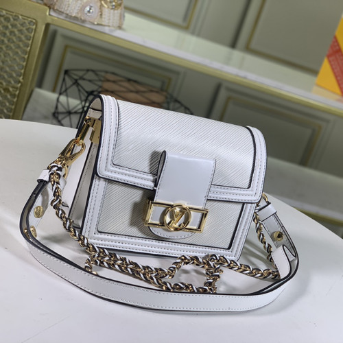 Louis Vuitton Womens Bag MINI DAUPHINE Snow Epi Leather Luxury Brand Shoulder Bags for Women with Original Box M55963