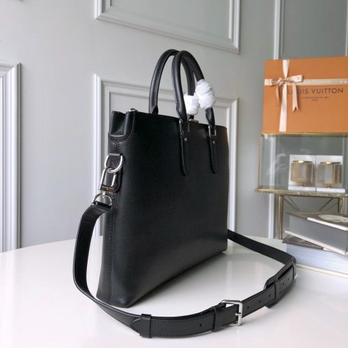 Louis Vuitton Mens Bags Handbags Luxury Brand Fashion Type ANTON SOFT BRIEFCASE Black Taiga Leather Handbags for Men M33416