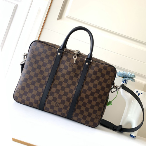 Louis Vuitton Mens Bags Handbags Luxury Brand Fashion Type PORTE-DOCUMENTS VOYAGE PM Damier Ebene Canvas N41466