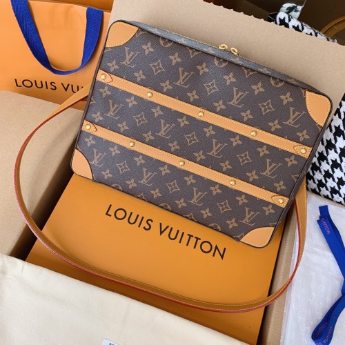 Louis Vuitton Mens Messenger Bags Luxury Brand Fashion Type SOFT TRUNK MESSENGER MM Monogram Other with Original Box M44754