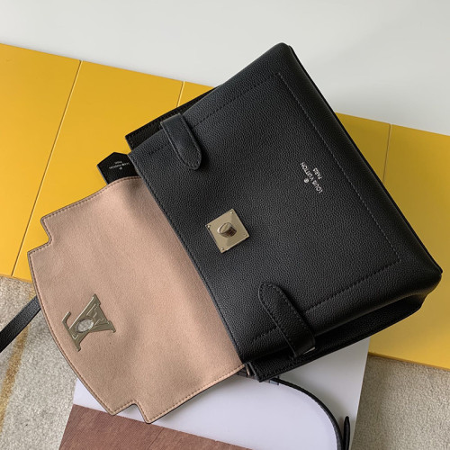 Louis Vuitton Womens Bag LOCKME EVER BB Black Leather Luxury Brand Shoulder Bags for Women with Original Box