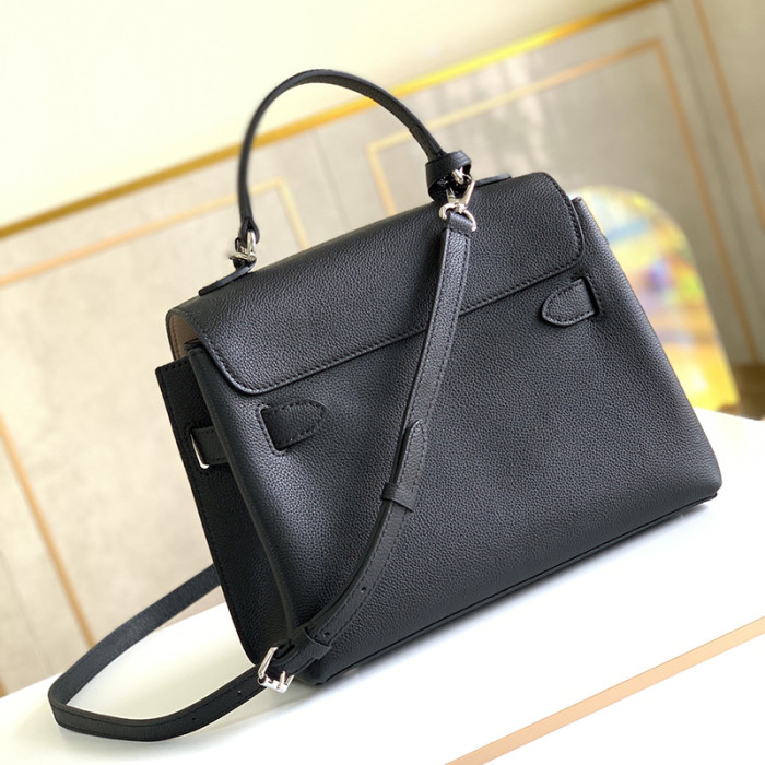 Louis Vuitton Womens Bag LOCKME EVER BB Black Leather Luxury Brand Shoulder Bags for Women with Original Box