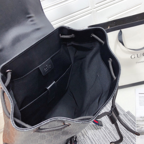 Gucci Mens Fashion Backpacks Luxury Brand Gucci GG Supreme Black backpack Bags for Men 495563 K9R8X 1071