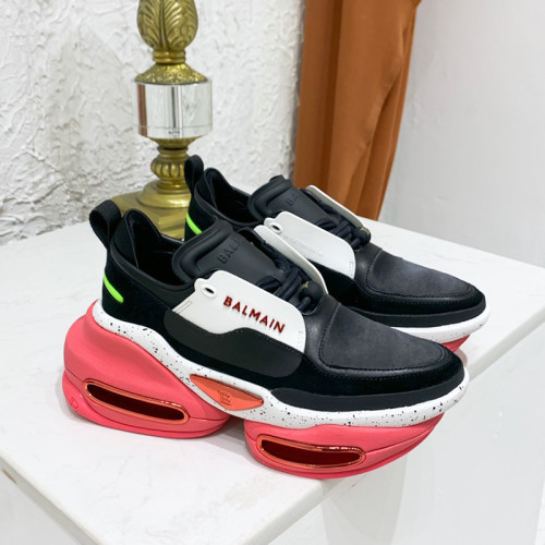 Balmain Women Shoes Sneakers Luxury Brand EXCLUSIVE - Black and pink leather and suede BBold low-top sneakers TN0C494LSCDEAX
