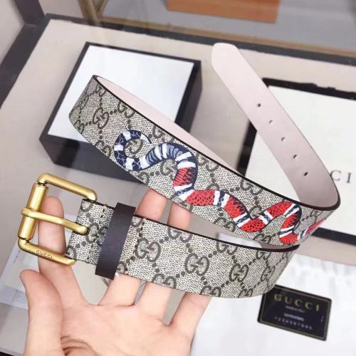 Gucci Mens Belt Luxury Brand Men Belts Luxury Brand with Original Box GG Supreme belt with Kingsnake print 434520 K5O1T 8692