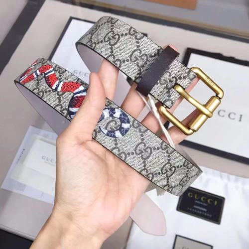 Gucci Mens Belt Luxury Brand Men Belts Luxury Brand with Original Box GG Supreme belt with Kingsnake print 434520 K5O1T 8692