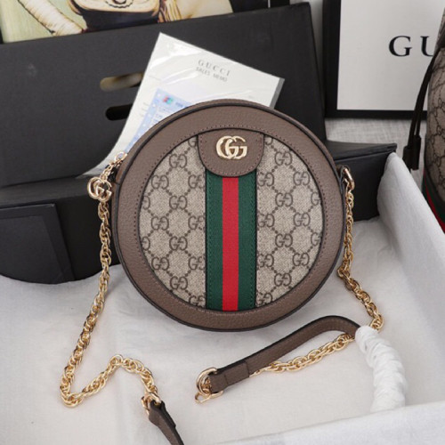 Gucci Womens Messenger Bags Luxury Brand Leather Design Ophidia mini GG round shoulder bag 550618 96I3B 8745 with Original Box