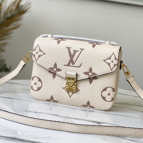 Louis Vuitton Womens Bags Crossbody Bag POCHETTE MÉTIS Luxury Brand Bicolor Monogram Empreinte Leather M45596 Cream/Bois de Rose Pink