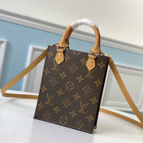 Louis Vuitton Womens Bags Handbags Leather Luxury Brand PETIT SAC PLAT Monogram Canvas with Original Box M69442