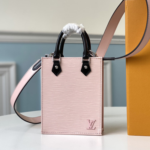 Louis Vuitton Womens Bags Handbags Leather Luxury Brand PETIT SAC PLAT Rose Ballerine Epi Leather with Original Box M69575