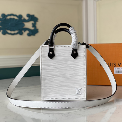 Louis Vuitton Womens Bags Handbags Leather Luxury Brand PETIT SAC PLAT Black White Epi Leather with Original Box