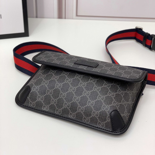 Gucci Mens Messenger Shoulder Bags Luxury Brand Fashion Black / Grey GG Supreme Blet Bag GG Black belt bag ‎598113 K5RLN 1095