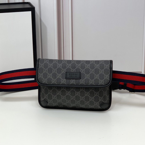 Gucci Mens Messenger Shoulder Bags Luxury Brand Fashion Black / Grey GG Supreme Blet Bag GG Black belt bag ‎598113 K5RLN 1095