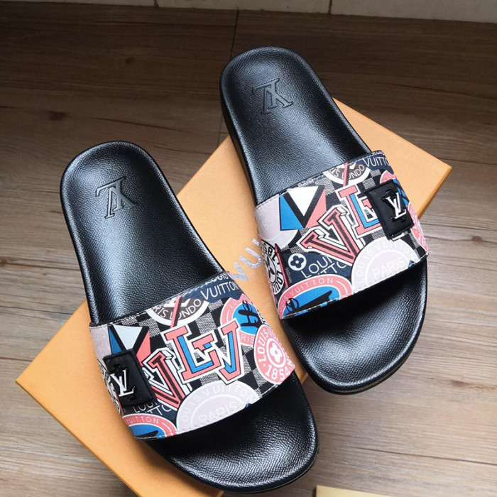 Louis Vuitton Womens Mens Shoes Slippers Sandals Flip Flop Luxury Brand WATERFRONT MULE with Original Box