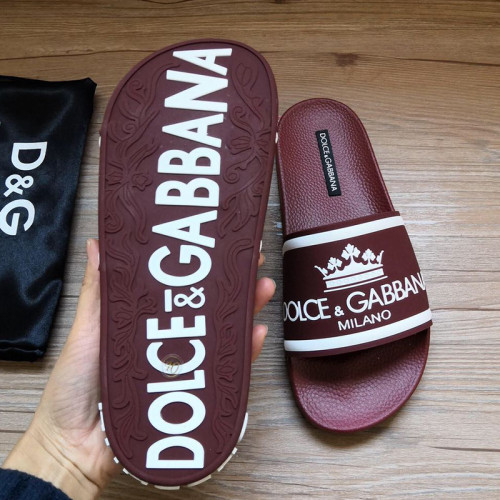 Dolce&Gabbana Womens Mens Shoes Sandals Milano Slides In Rubber And Calfskin Luxury Sandals Beach Wear with Original Box Slippers