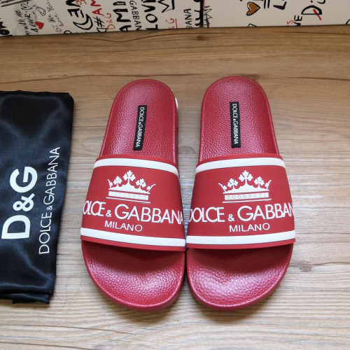 Dolce&Gabbana Womens Mens Shoes Sandals Milano Slides In Rubber And Calfskin Luxury Sandals Beach Wear with Original Box Slippers