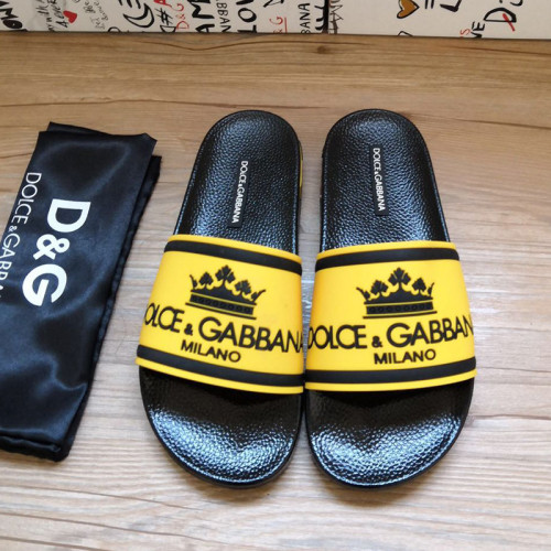Dolce&Gabbana Womens Mens Shoes Sandals Milano Slides In Rubber And Calfskin Luxury Sandals Beach Wear with Original Box Slippers