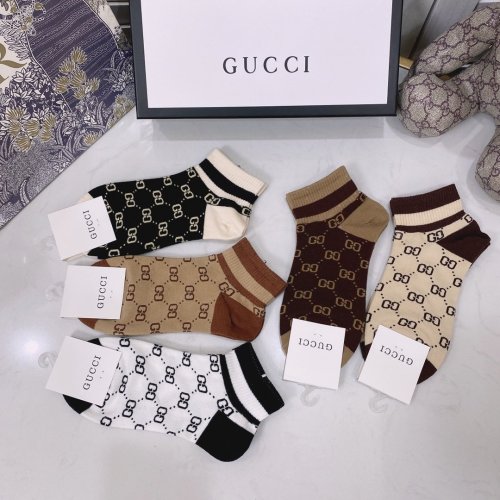 Gucci Socks 5 Pairs with Original Box Luxury Brand Breathable Gucci Sock