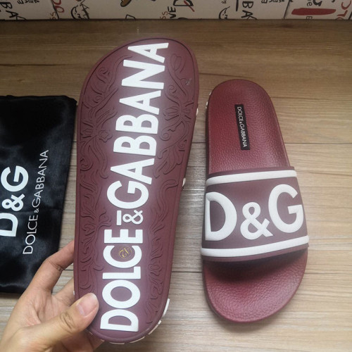 Dolce&Gabbana Womens Mens Shoes Sandals Milano Slides In Rubber And Calfskin Luxury Sandals Beach Wear with Original Box Slippers