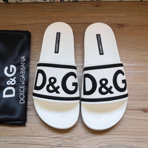 Dolce&Gabbana Womens Mens Shoes Sandals Milano Slides In Rubber And Calfskin Luxury Sandals Beach Wear with Original Box Slippers