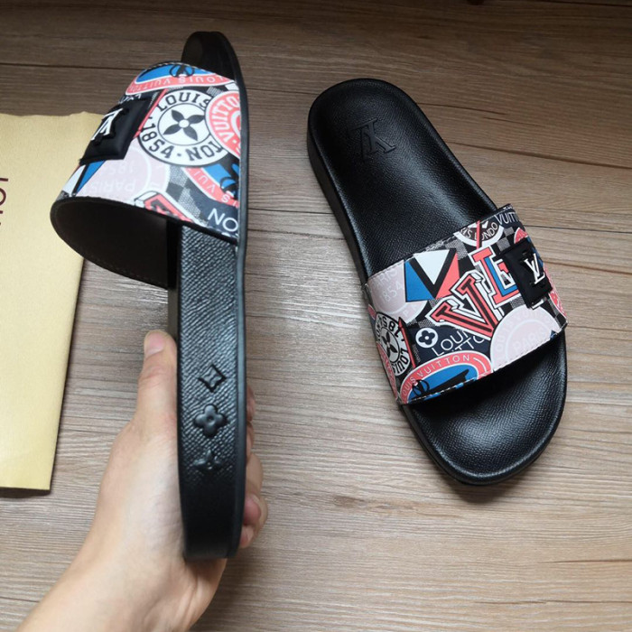 Louis Vuitton Womens Mens Shoes Slippers Sandals Flip Flop Luxury Brand WATERFRONT MULE with Original Box