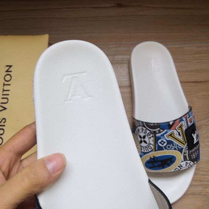 Louis Vuitton Womens Mens Shoes Slippers Sandals Flip Flop Luxury Brand WATERFRONT MULE with Original Box