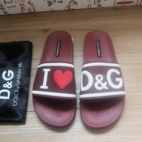 Dolce&Gabbana Womens Mens Shoes Sandals Milano Slides In Rubber And Calfskin Luxury Sandals Beach Wear with Original Box Slippers